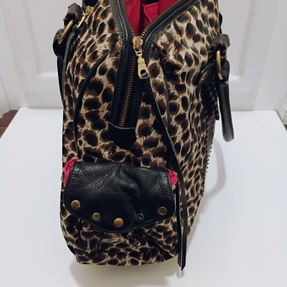 Vintage Gogo Voyage Leopard Print Pink Rollaway Travel Duffle Carry On Bag - Picture 4 of 8